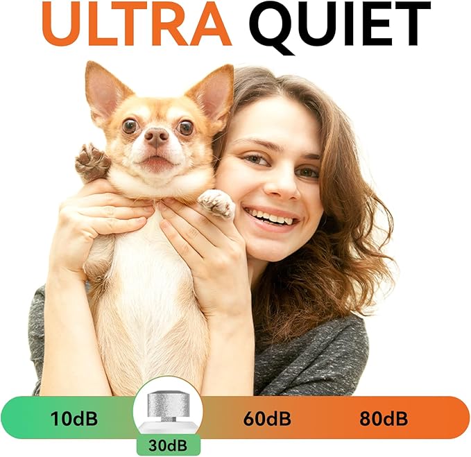 PAPIFEED 6-Speed Dog Nail Grinder Quiet with Dog Nail Trimmers, 2 LED Lights & Dust-Proof Cover, Nail Grinder for Large/Medium/Small Dogs & Cats, Rechargeable Type-C Charging - Orange Kit