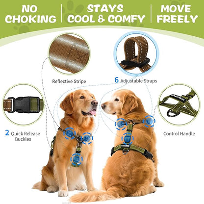 Dog Harness,Adjustable No Pull Dog Harness,Y-Shaped Design,Buckle-Neck Balance Harness with Reflective, Ideal for Dog Training Hiking, Easy Walk Harness,Durable High-Tensile Nylon Blown-M