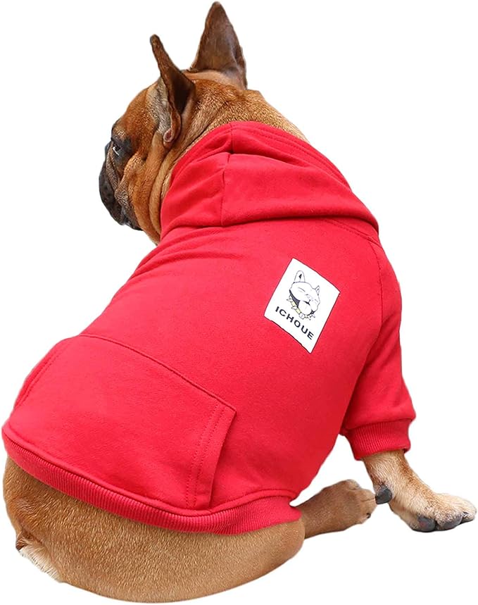 iChoue English Bulldog Clothes Hoodies for Dogs French Frenchie Pug English Boston Terrier Bully Pitbull Corgi Sweatshirt Sweater Clothing - Dark Red/XXLarge