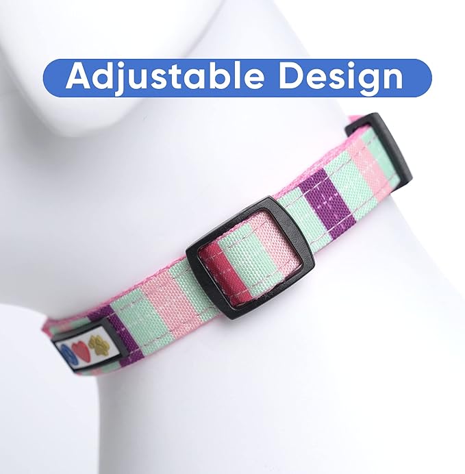 Pawtitas Pet Soft Adjustable Solid Color Puppy Collar Dog Multicolor Personalized Customizable Embroidered Customize w Name & Phone Number Teal Pink Purple Large Customized Large (Pack of 1)