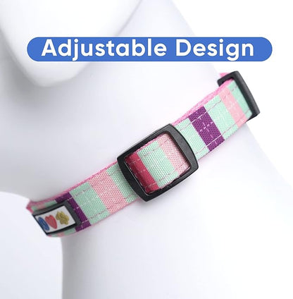 Pawtitas Pet Soft Adjustable Solid Color Nylon Puppy/Dog Collar Personalized Dog Collar Embroidered Customize w Pet Name & Phone Number Small Teal/Pink/Purple