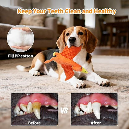 Plush Squeaky Dog Toys, Soft Stuffed Animals Dog Toy with Squeaker, Interactive Crinkle Dog Toys, Puppy Teething Chew Toy for Small, Medium & Large Breeds