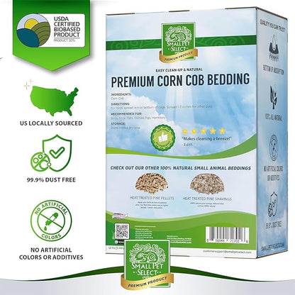 100% Natural Corn Cob Bedding for Pets - Small Pet Select Small Animal & Bird Cage Litter Safe for Hamsters, Guinea Pigs & More -6lb