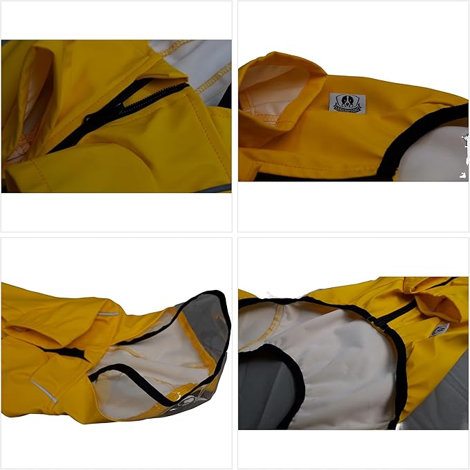 Four-Legged Full Coverage Waterproof Dog Raincoat with Reflective Features Pet Raincoats for Large Medium Small Dogs Yellow S