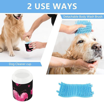 Dog Paw Cleaner Mudbuster Dog Foot Washer for Small Medium Large Dogs Cats Premium Pet Supplies Brush Stroke Valentine Hearts