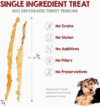 Riley's Turkey Tendons for Dogs - Dehydrated Treats for Small & Large Breeds - Promotes Dental Health - Made in The USA - 12 oz