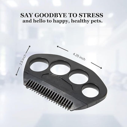The Fur Hero, Pet hair comb - Skin Friendly Dog and Cat hair brush for Shedding with an embedded razor blade makes Pet Grooming easy, dog and cat accessories, Black