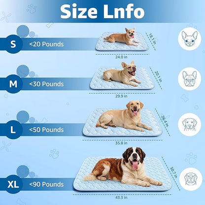 Dog Cooling Mat for Large Dogs, Cooling Pet Bed Outdoor & Indoor Use with Ice Silk Fabric & Waterproof Cover, Summer Cool Pad for Dogs 43" x 31", Non-Slip Washable Pet Blanket for Crate Kennel Travel