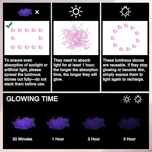 10000-Pack Glow in The Dark Rocks, 0.2" Resin Outdoor Garden Decorations Luminous Rhombus Stones for Garden Plants/Aquarium/Backyard Path, Aquarium Gravel [Purple]