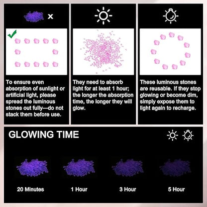 10000-Pack Glow in The Dark Rocks, 0.2" Resin Outdoor Garden Decorations Luminous Rhombus Stones for Garden Plants/Aquarium/Backyard Path, Aquarium Gravel [Purple]