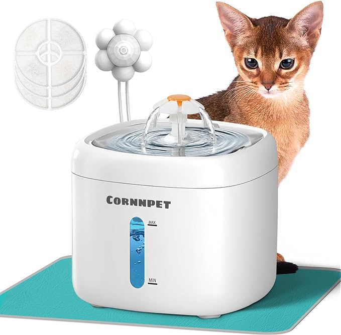 Wireless Cat Water Fountain 74Oz/2.2L for Drinking - Pet Fountain for Small Animal - Dogs Waterer Bowls Indoor