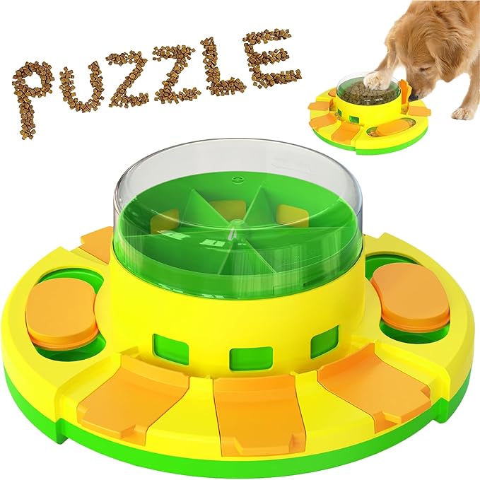 LiuMelinda Dog Puzzle Toy Mental Stimulation - Level 3 in 1 Dogs Food Feeder Puzzle, Dog Treat Puzzle Feeder (Level 2 in 1-Intermediate-Green Push)