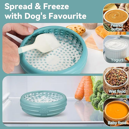 Dog Lick Bowl, Animire Freeze Lick Mat for Dogs, Non-Slip Slow Feeder Licking Bowl Enrichment Treat for Distraction Anxiety Relief, Food Grade Silicone, Dishwasher Safe(Teal,L)