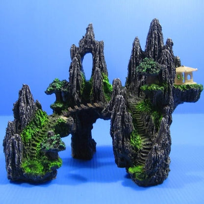 Mountain View Aquarium Ornament tree house Cave Bridge fish tank decoration