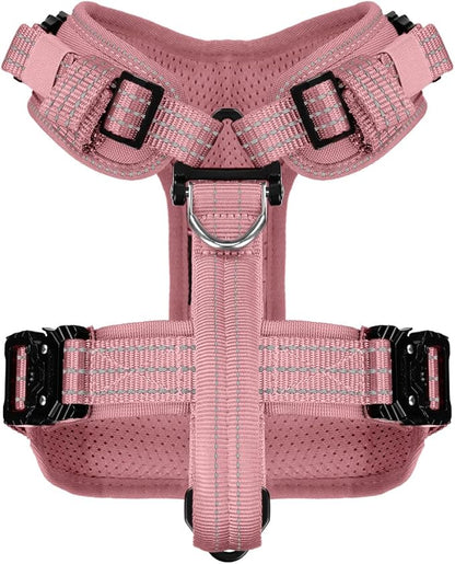 ICEFANG Dog Strap Harness with All-Metal Hardware,for Small Sized Dog,K9 Vest,Y-Shape Soft Padding,Adjustable Pet Harness,No-Pull Front Leash Clip (Small (Pack of 1), Pink)