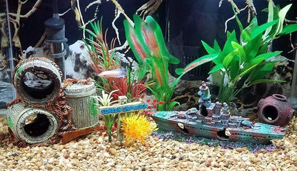 SLOCME Aquarium Shipwreck Decorations Fish Tank Ornaments - Resin Material Sunken Ship Decorations, Eco-Friendly for Freshwater Saltwater Aquarium Betta Fish Decorations