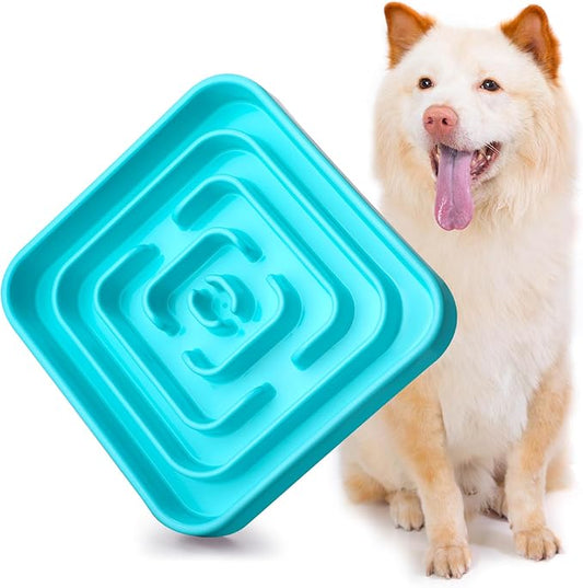 Slow Feeder Dog Bowls for Large Medium Dogs, Anti-Choking Slow Eating Maze Dog Food Bowl, Anti-Slip Slow Feeding Pet Puzzle Bowl,Blue