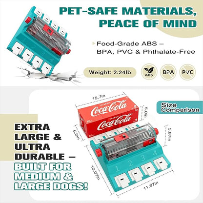 KADTC 2 Levels of Challenge,Extra Large Size,Paw-Activated Rolling Dog Puzzle Feeder Toy,U.S. Brand & Design,Treat Puzzles for Aggressive Chewers Dogs Mental Stimulation Food Slow Dispenser Toy