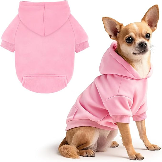 Idepet Pet Dog Hoodies Dog Clothes for Small Dogs Vest Chihuahua Clothes Warm Coat Jacket Autumn Puppy Outfits Cats Dogs Clothing(XS,Pink)