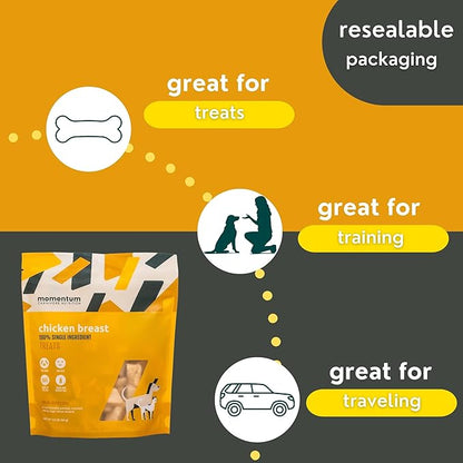 Momentum Carnivore Nutrition Freeze-Dried Chicken Breast Dog Treats & Cat Treats – Single-Ingredient, High-Protein, Grain-Free, Lean & Easily Digestible – Made in USA – 3 oz Bag