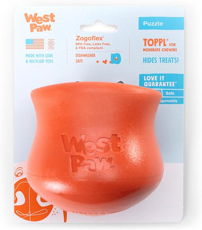 WEST PAW Toppl Durable Dog Treat Puzzle Toy for Small to Medium Dogs- Engaging Interactive Chew Toy for Mental Stimulation, Slow Feeding- Quarter Cup Capacity - Cardinal Red, Small