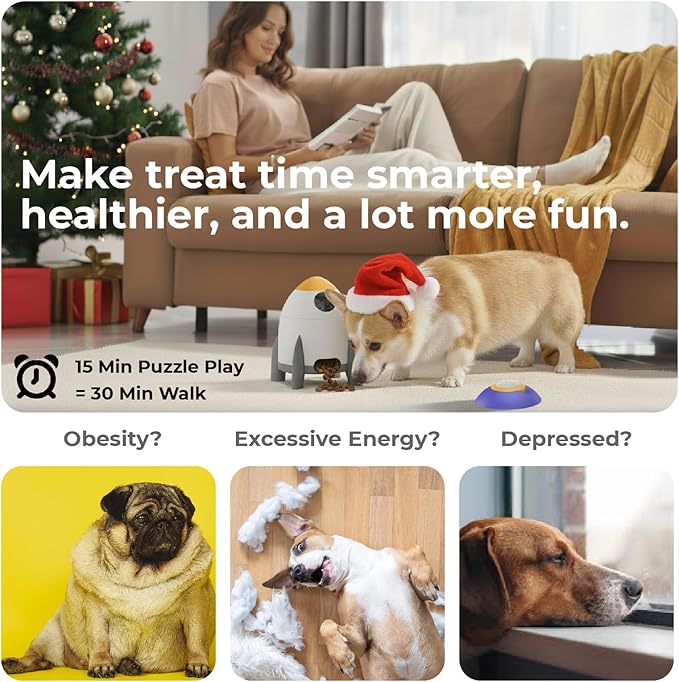 Interactive Dog Puzzle Feeder Toy, Automatic Dogs Treat Dispenser for IQ Training & Slow Feeder, Dog Food Dispenser with Remote Button, Suitable for Indoor or Outdoor Play, All Breeds, OtterVerz 11