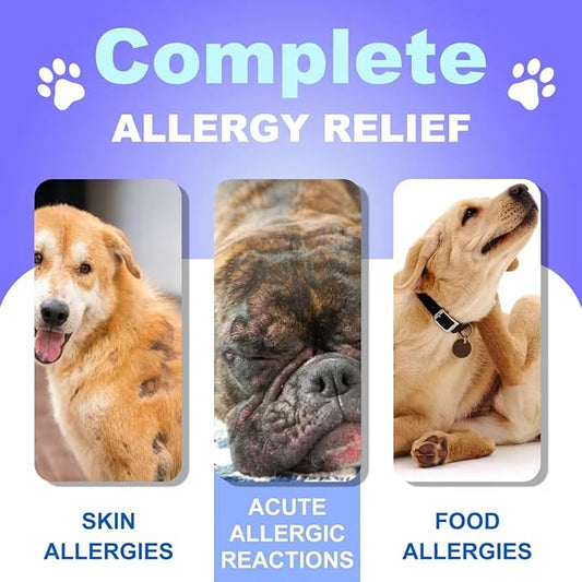 Dog Allergy Relief Chews, Itch Relief, Probiotics for Dogs, Omega-3 Fish Oil, Seasonal Allergy and Itchy Skin Treatment, Immune Support Supplement (120 Chews, Chicken)