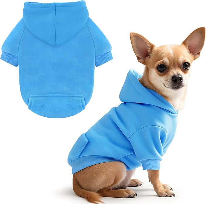 Idepet Pet Dog Hoodies Dog Clothes for Small Dogs Vest Chihuahua Clothes Warm Coat Jacket Autumn Puppy Outfits Cats Dogs Clothing(XL,Dark Blue)