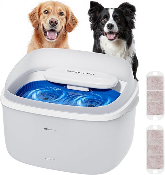 Gardner Pet Dog Water Fountain for Large Dogs, 8L/2.1Gal Large Capacity Automatic Dog Water Bowl Dispenser with Vortex Circulation, UV&Maifan Stone Filter, Quiet Dog Water Bowl(Without Adapter)