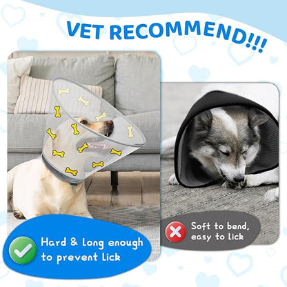 Supet Dog Cone Collar After Surgery to Stop Licking: Adjustable Recovery Elizabeth Collar Alternative for Large Medium Small Dogs, Plastic Pet Head Neck Cone (XS)