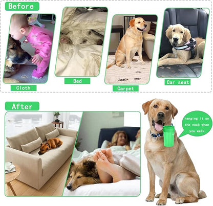 Dog Paw Cleaner for Meduim/Small Breed Dogs with 3Pcs Absorbent Towels & Graspable Dog Bath Brush (Green, Medium)