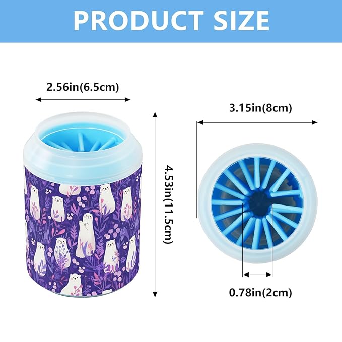 Dog Paw Cleaner Cups for Dogs Pets Foot Washer Paw Scrubber for Medium Small Cats Dogs Cleaning Cup Sea Lions Whimsical Purple