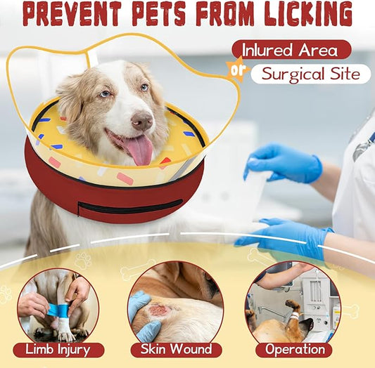 Elevated Inflatable Dog Cone Collar Alternative After Surgery, Dog Donut Collar, Soft Pet Cone to Stop Licking for Small Medium Large Dogs