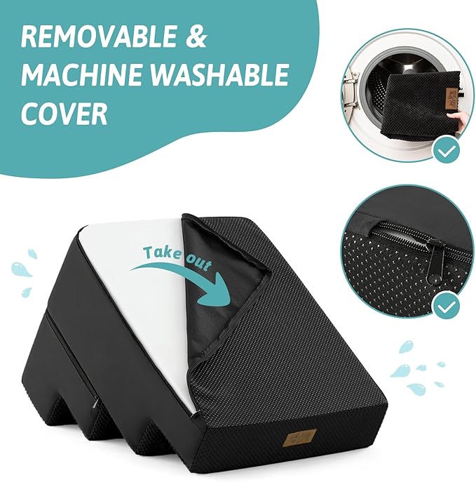 Dog Stairs for Small Dogs, 4 Tier Removable Wider Pet Stairs for Couch and Bed, 17.7" H Dog Steps for Old Cats, Puppy, Small Dogs, 17.7x23.6x17.7 inch, Black