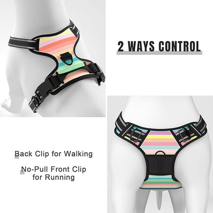 Rnivvi No Pull Dog Harness, Cute Reflective Extra Small Sized Puppy Harness, Adjustable Soft Padded Vest for Small Dogs, Cats, Heavy Duty Pet Vest with Easy Control Handle for Walking, Watercolor