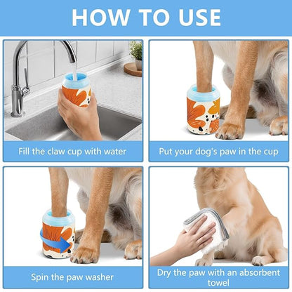 Dog Paw Cleaner Mudbuster Dog Foot Washer for Small Medium Large Dogs Cats Premium Pet Supplies Abstract Thanksgiving Leaves Orange