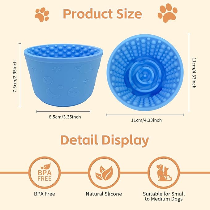 Dog Lick Bowl,Anxiety Relief Non-Slip Silicone Treat Bowl,Durable Anti-Choking Long-Lasting Enrichment Slow Feeder Licking Mat for Small Medium Large Breed,Freezable BPA Free Silicone Dishwasher Safe
