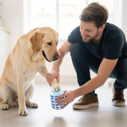 Dog Paw Cleaner Cups for Dogs Pets Foot Washer Paw Scrubber for Medium Small Cats Dogs Cleaning Cup Blue Sea Turtle Tie Dye