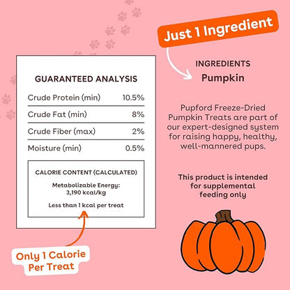 Pupford Freeze Dried Training Treats for Dogs & Puppies, One Ingredient Bites (Pumpkin, 4 oz)