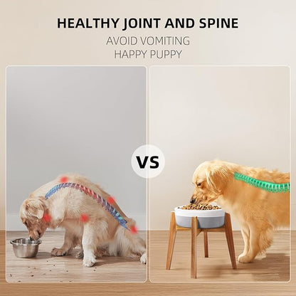 Elevated Dog Bowl Stand, Xlarge Raised Dog Bowl Station for Large Breed Pets, Dog Bowl Holder Fits Up to 11-inches Diameter Bowl, for Water Fountain and Dishes, Acacia Wooden, Stand Only