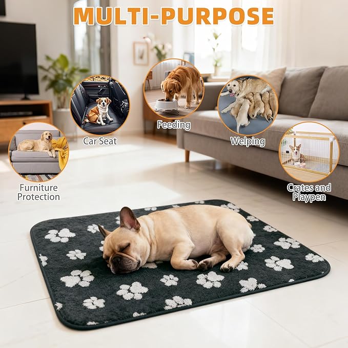 KOOLTAIL Washable Pee Pads for Dogs, 4 Pack Super Absorbent & Ultra Soft Warm Plush Puppy Potty Training Pads, Quick Dry & Leakproof Reusable Pet Mats Whelping Pad for Floor,Crate,Couch,18x24in