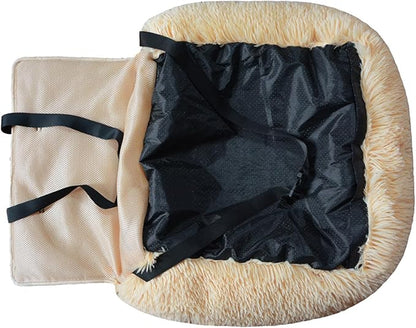 Furry Warm Dog Bed for Soft Cushion Pet Bed for Travel Carseat Cushion for Breeds Road Trips