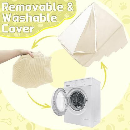 Niubya Dog Stairs for Small Dog and Cats,23”H Non-Slip Bottom Pet Steps for High Beds and Couch,High-Density Foam Pet Stairs White,5 Steps