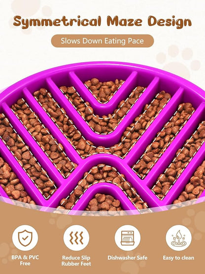 KASBAH Slow Feeder Dog Bowls Large Breed, Holds 5 Cups Wet or Dry Food for Large and Medium Dogs,Puzzle Maze for Fast Eaters,Square Base,Non-Slip, Made Without BPA,Helps Prevent Bloat & Aid Digestion