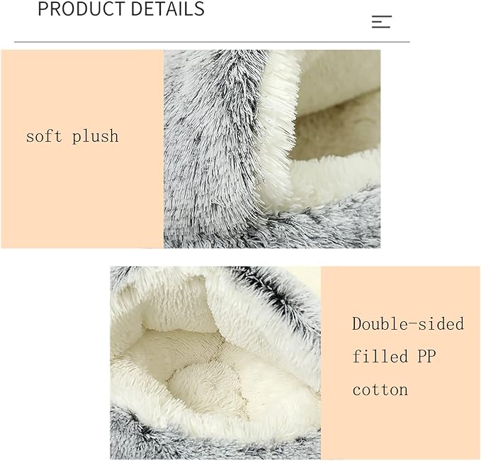 YUDANSI Cat Bed Hooded for Indoor Cats, Dog Bed with Large Covered Hood for Small Dogs Cats Puppy Kitty, Anti Anxiety Donut Cuddler, Anti Slip Plush Faux Fur Enclosed Pet Nest (Washable)(Gray-20inch)