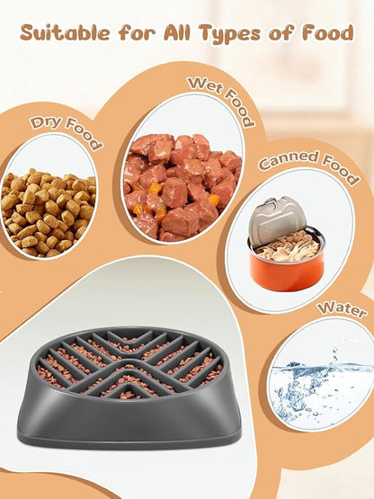 KASBAH Slow Feeder Dog Bowls Large Breed, Holds 5 Cups Wet or Dry Food for Large and Medium Dogs,Puzzle Maze for Fast Eaters,Square Base,Non-Slip, Made Without BPA,Helps Prevent Bloat & Aid Digestion