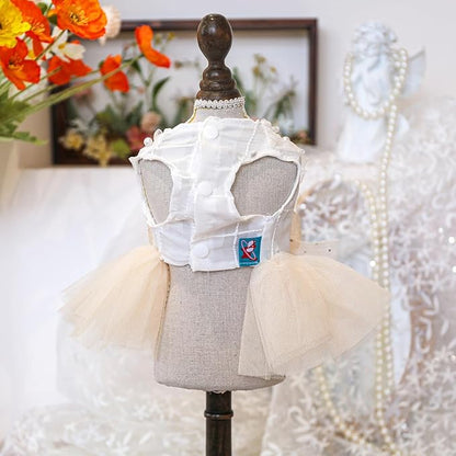 Fashion Sweet Puppy Dog Blingbling Princess Skirt Pet Dog Lace Cake Camisole Tutu Dress E-Champagne M