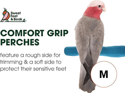 Sweet Feet and Beak Comfort Grip Safety Perch for Bird Cages - Pedicure Perch for Birds to Keep Nails and Beaks in Top Condition - Safe Easy to Install Bird Cage Accessories - M 8.5"