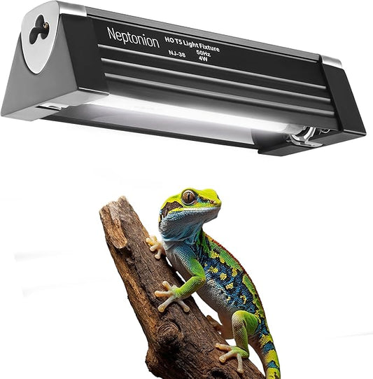 NEPTONION T5 Reptile UVB Light 6.5 Inches Fixture with UVB 5.0 Bulb High Output Hood for Terrariums, Basking Reptiles, Lizards, Chameleons, Iguanas, Bearded Dragons, 4W