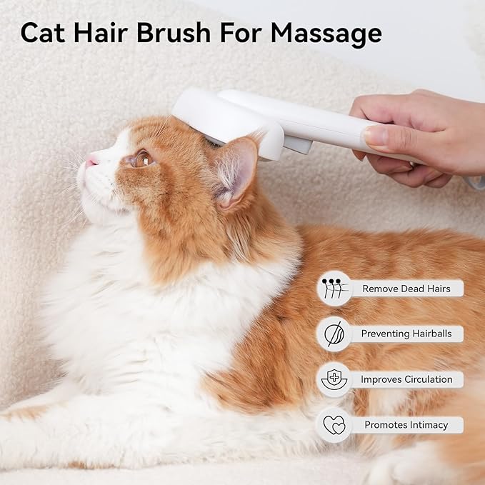 aumuca Cat Brush with Release Button, Cat Brushes for Indoor Cats Shedding, Cat Brush for Long or Short Haired Cats, Cat Grooming Brush Cat Comb for Kitten Rabbit Massage Removes Loose Fur